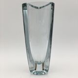 Strombergshyttan, sweden - crystal vase, triangular shape, signed and numbered - 1950s