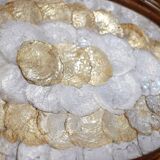 Mother-of-pearl and rattan tray