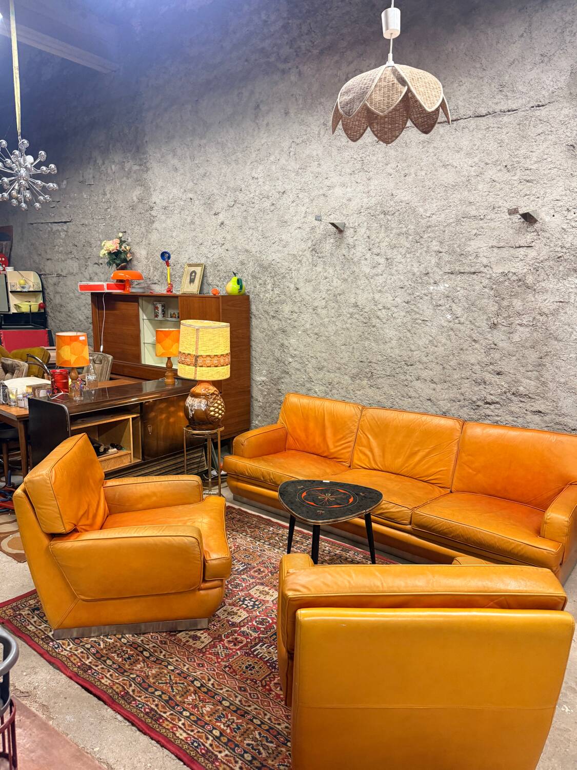 Sofa set + 2 vintage armchairs Roche Bobois - 1970