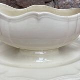 Digoin Sarreguemines ivory gravy boat with gadroons