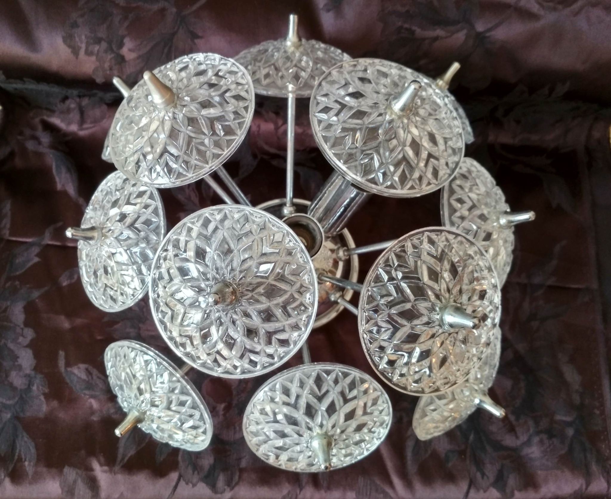 Sputnik ceiling light chandelier 3 fires Emil Stejnar - 1960