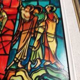 Frame reproduction fake stained glass window of the ascension of Le Mans cathedral 1960s