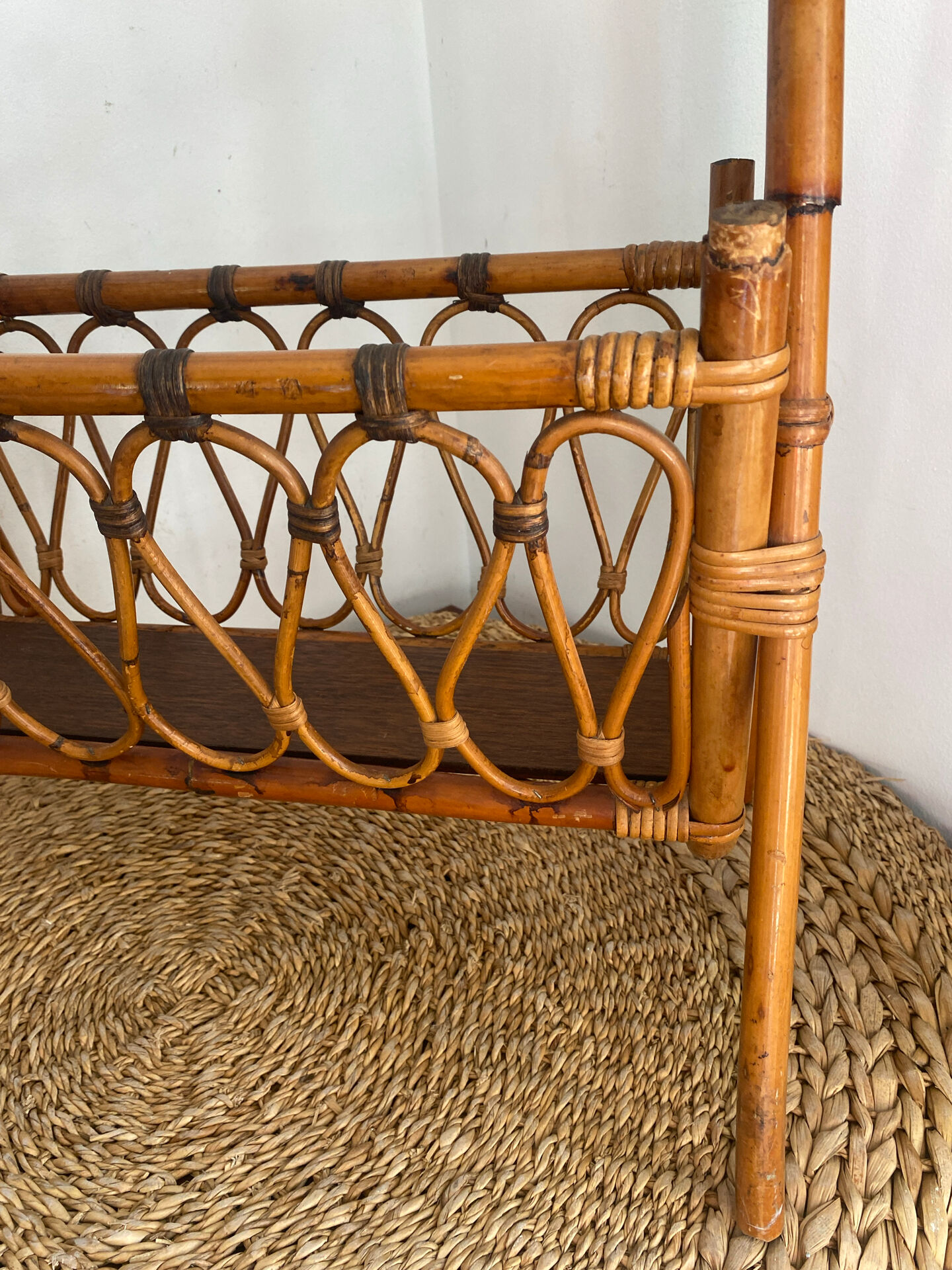 Bamboo and rattan magazine rack, 1960s
