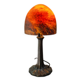 Mushroom lamp glass paste metal base patinated bronze 39x18 elec refurbished