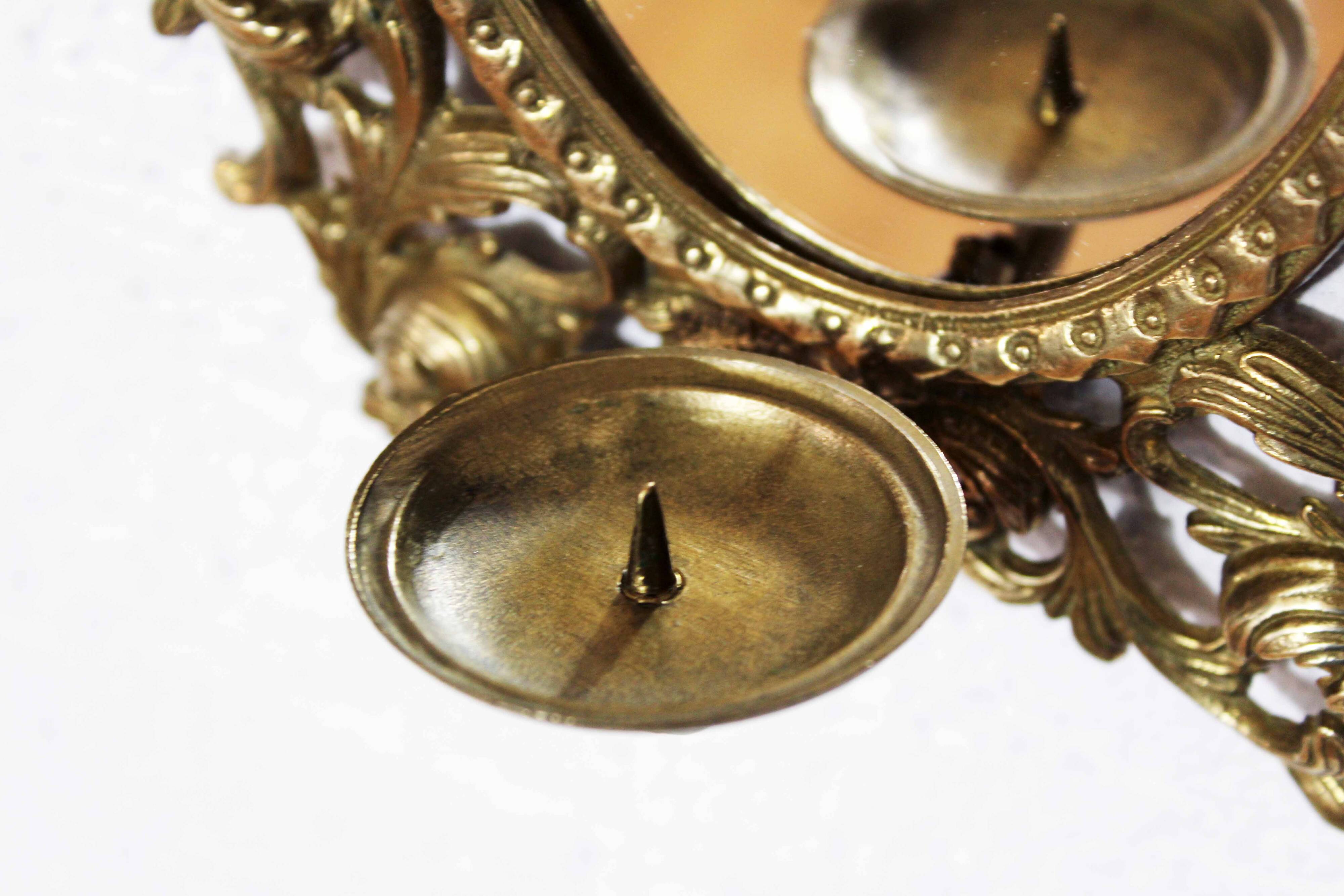 Miroir en laiton avec bougeoir