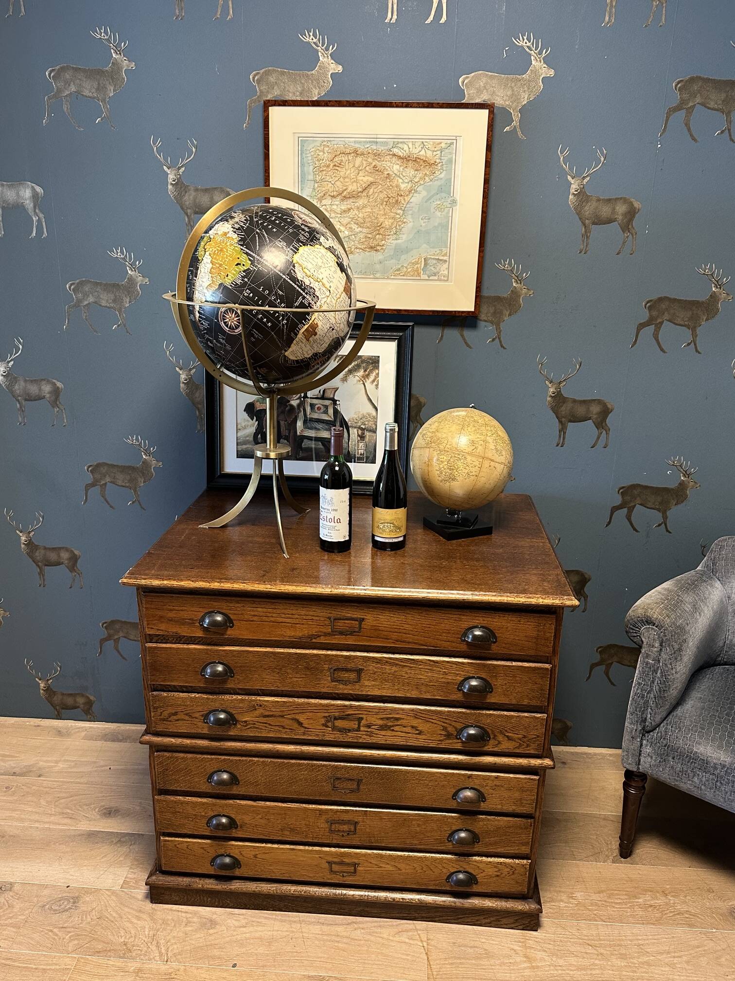 Antique oak drawing cabinet / map cabinet / architect's cabinet
