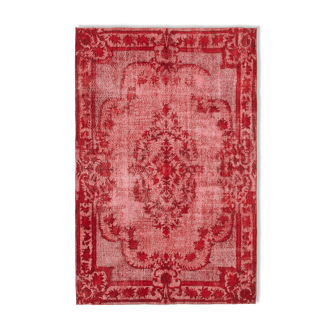 Tapis rouge oriental contemporain des années 1980 noué à la main 202 cm x 309 cm