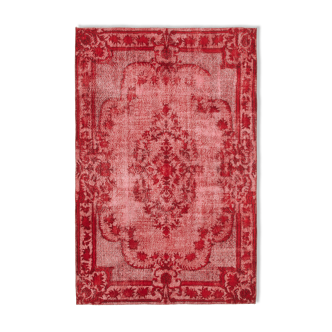 Hand-knotted contemporary oriental 1980s 202 cm x 309 cm red carpet
