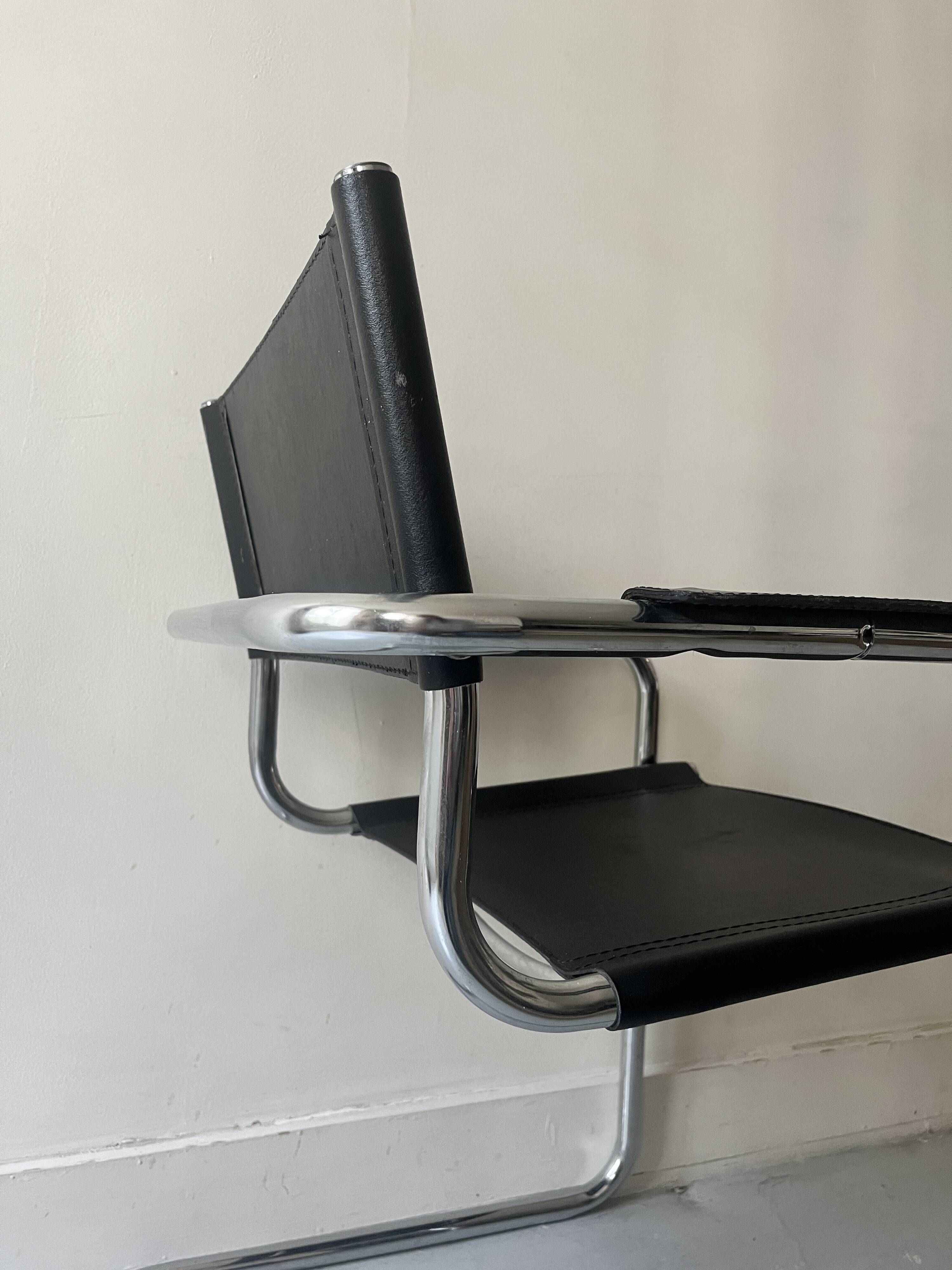 Black chrome tubular armrest chair, after Mart Stam - Breuer, 1970