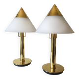 Brass and white opaline lamp by Limburg 1970