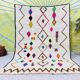 Decorated white wool rug 200cm x 300cm