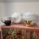 Pair of white opaline globe wall lights