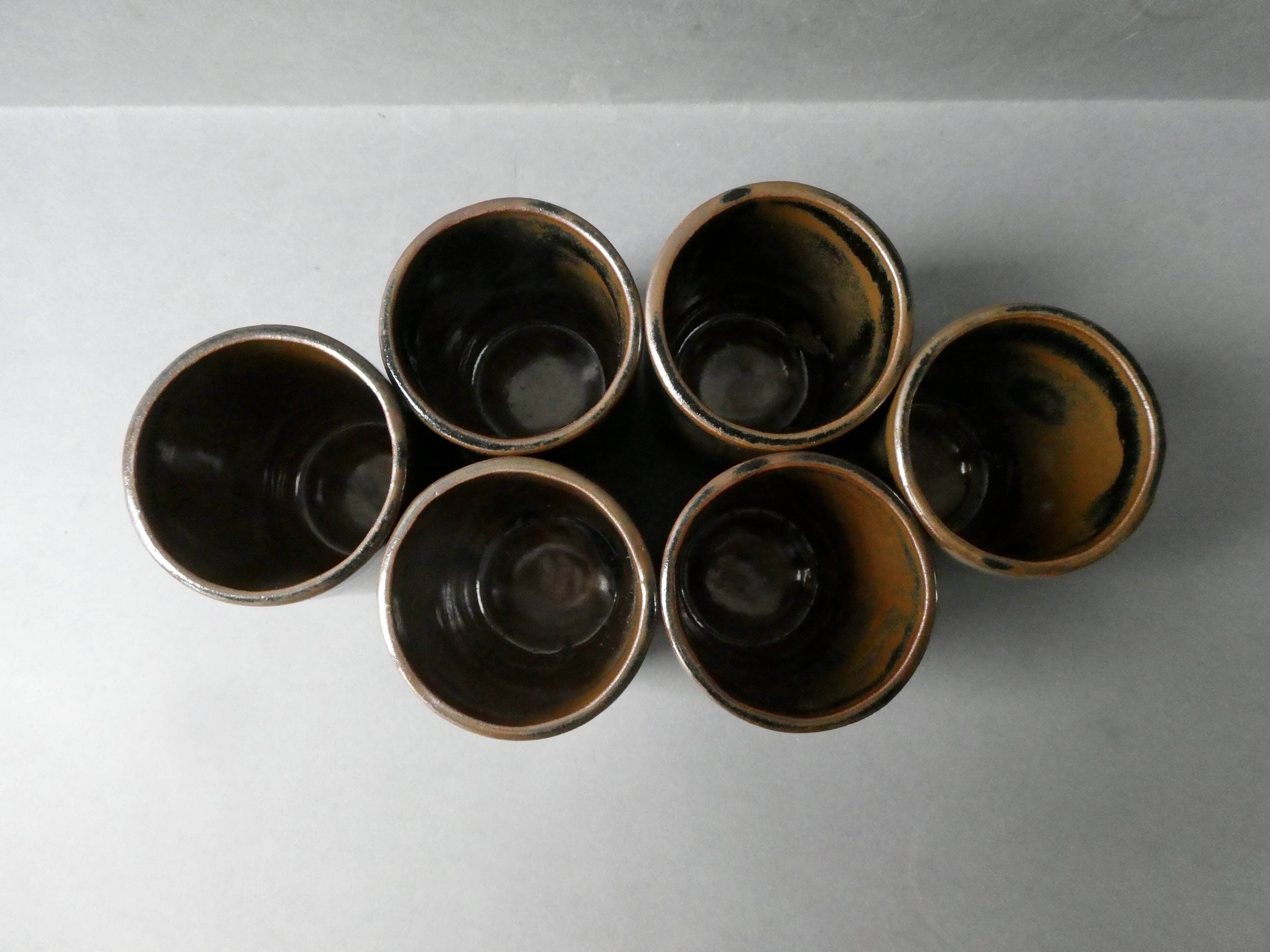 6 enamelled stoneware tumbler glasses