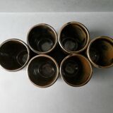 6 verres gobelets en grès émaillé