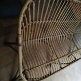 2/3-seater vintage rattan sofa