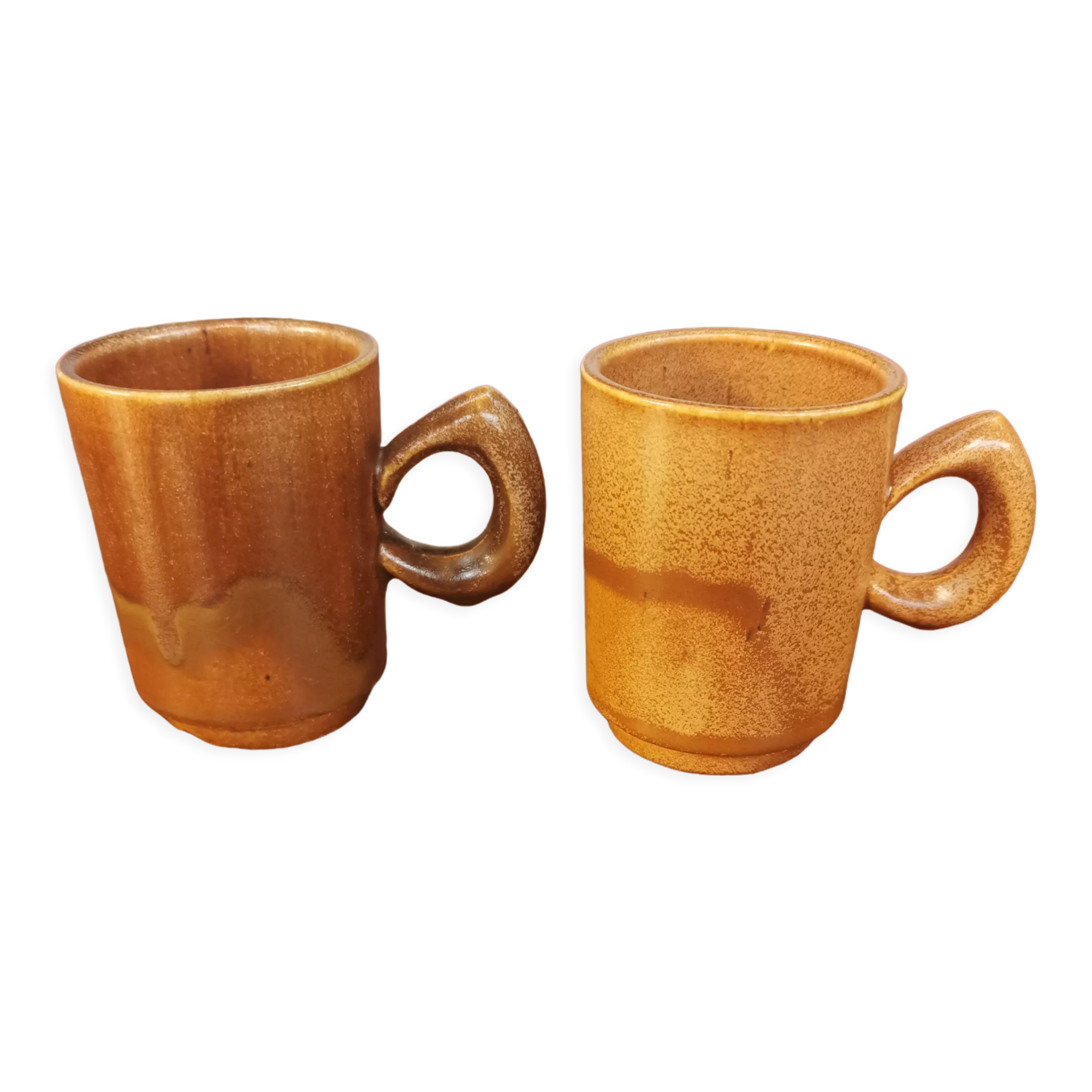 Duo of vintage stoneware cups