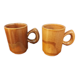 Duo of vintage stoneware cups