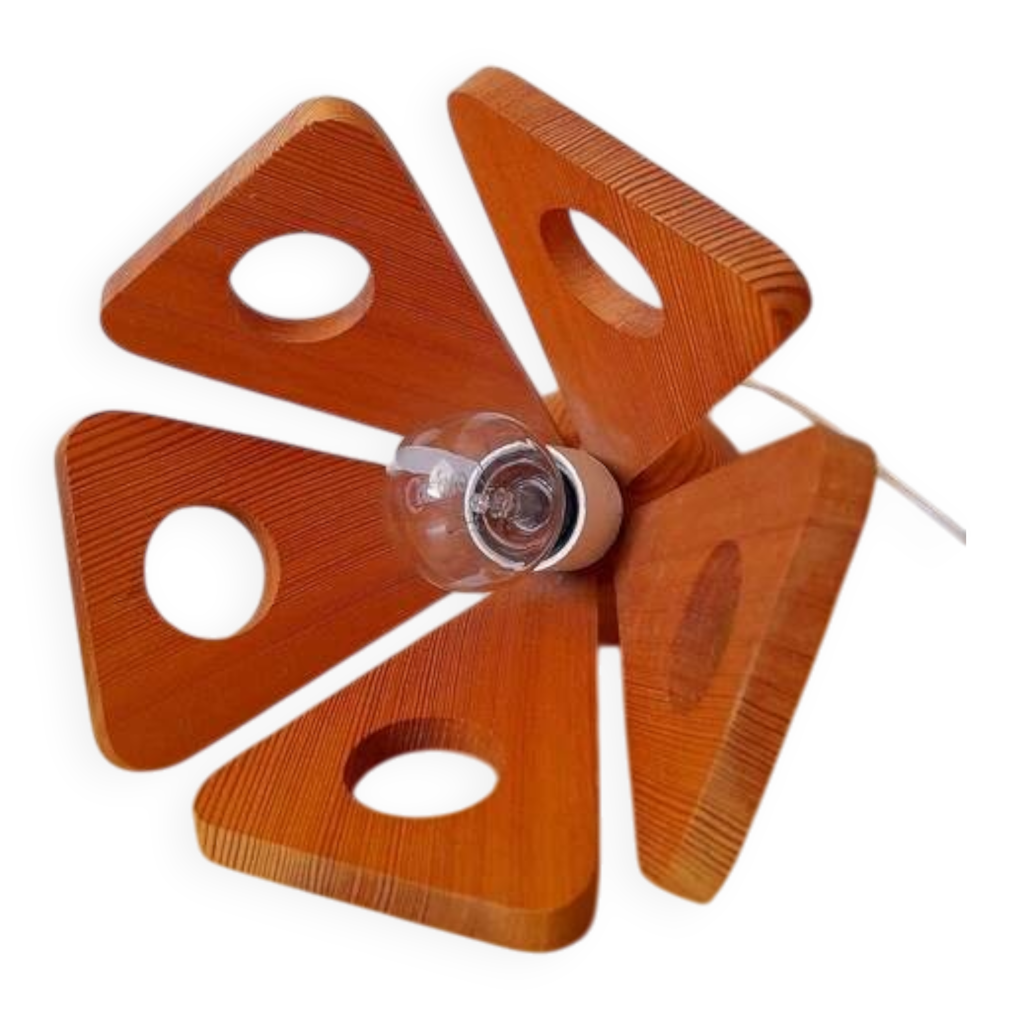 Scandinavian wooden flower lamp 1970