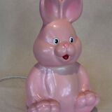 Lampe à poser lapin rose vintage