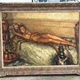 Fernand Majorel ( 1898-1965) Young asleep - oil on canvas orientalist