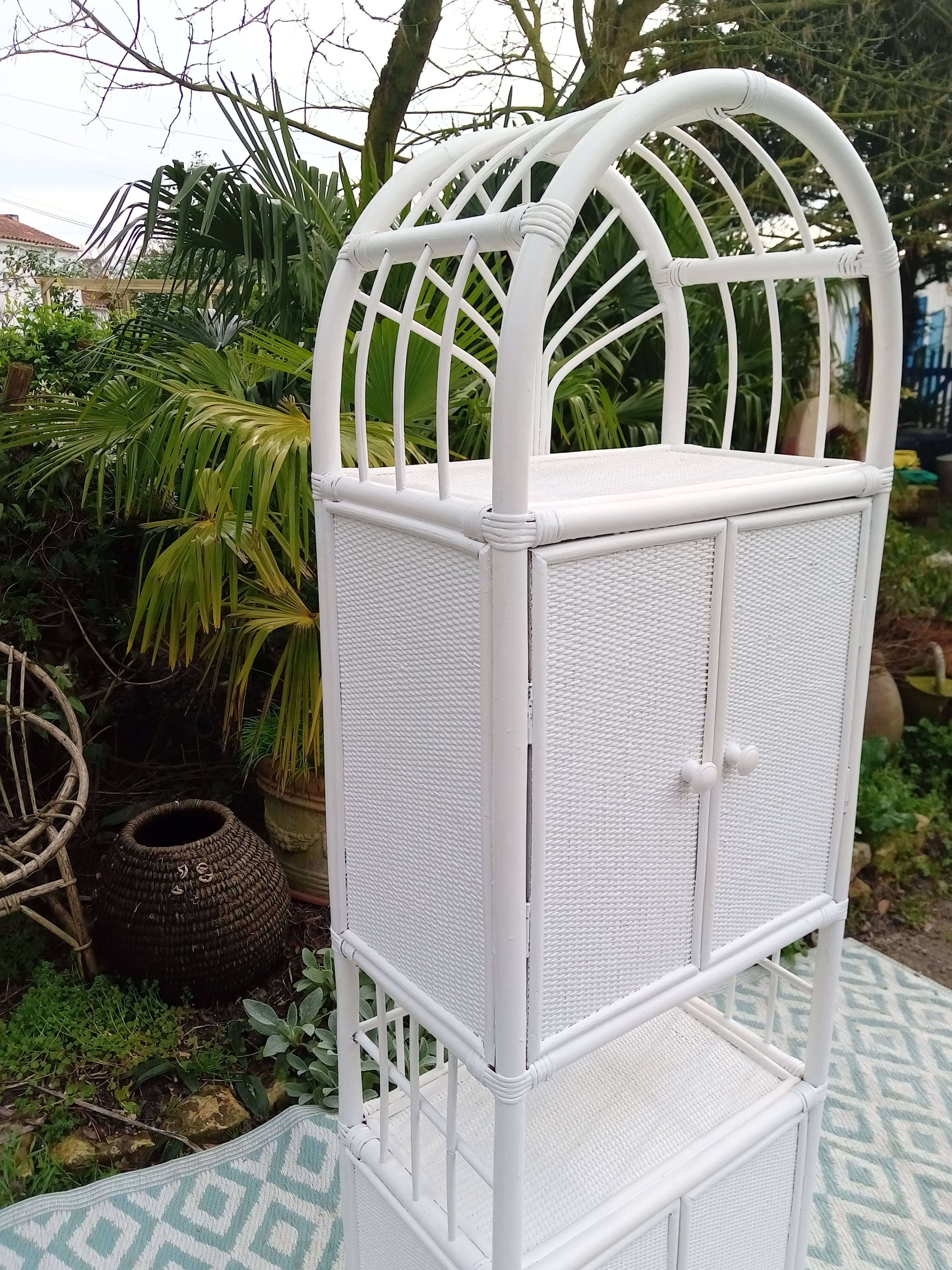 White rattan shelf