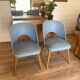Vintage 1950s Chair Pair – Blue Faux Leather & Compass Legs (Guaric Style)