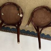 Pair of low stools in curved wood, vintage "Thonet" style