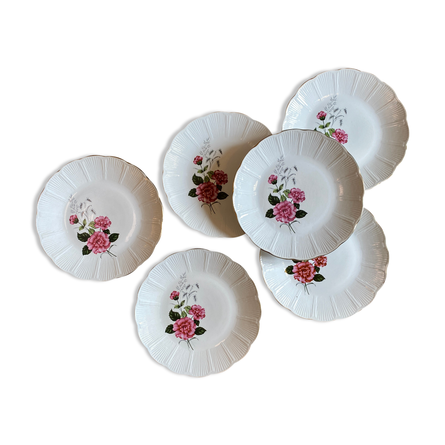 Set of 6 vintage flat plates L'Amandinoise