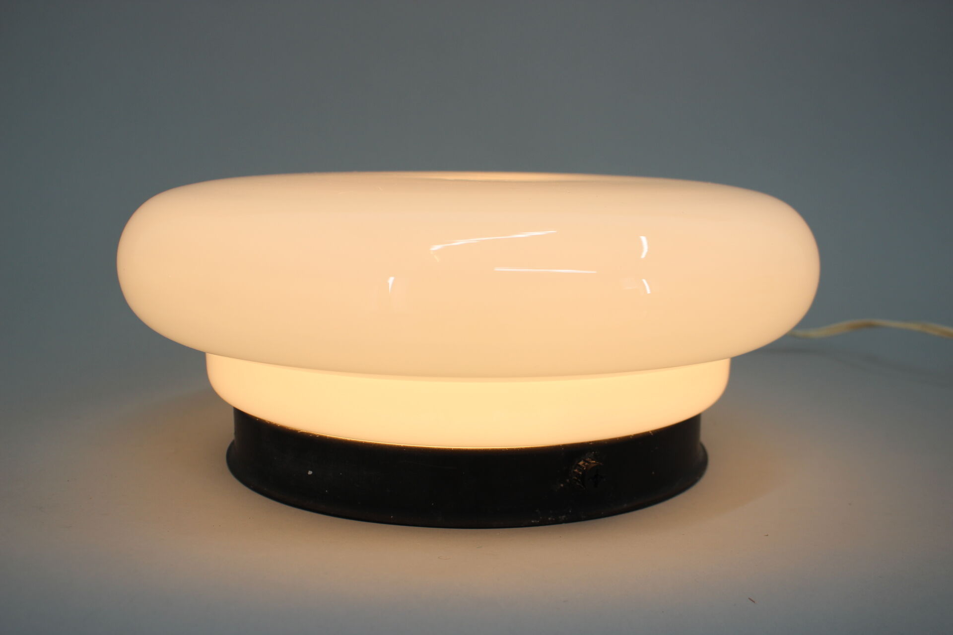 Glass flush mount light czechoslovakia, 1970