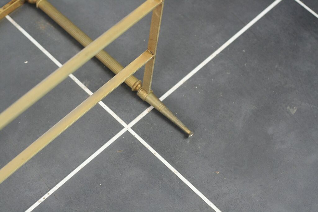 Green marble coffee table and vintage brass gold metal 60