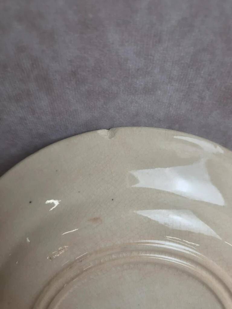 Set of 6 antique flat plates Gien – Terre de Fer – Bengal model