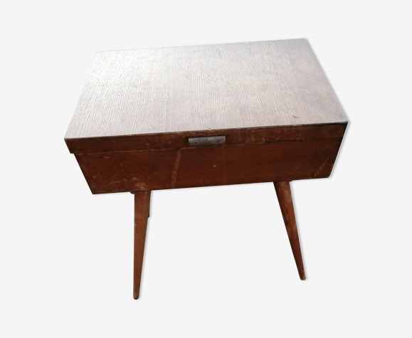 Travailleuse en bois pieds compas vintage