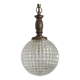 French Vintage Molded Glass & Brass Pendant Light 1970s Globe Hanging Lamp