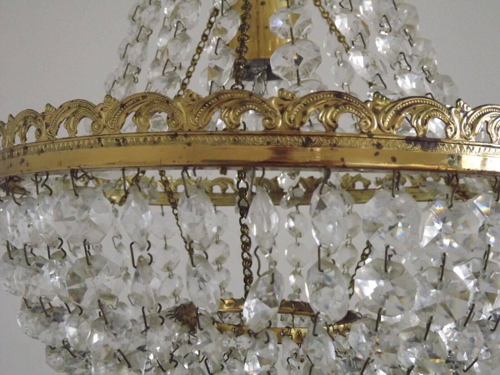 Preciosa Jablonec Czech Crystal & Brass Montgolfier Single Light Chandelier 4550
