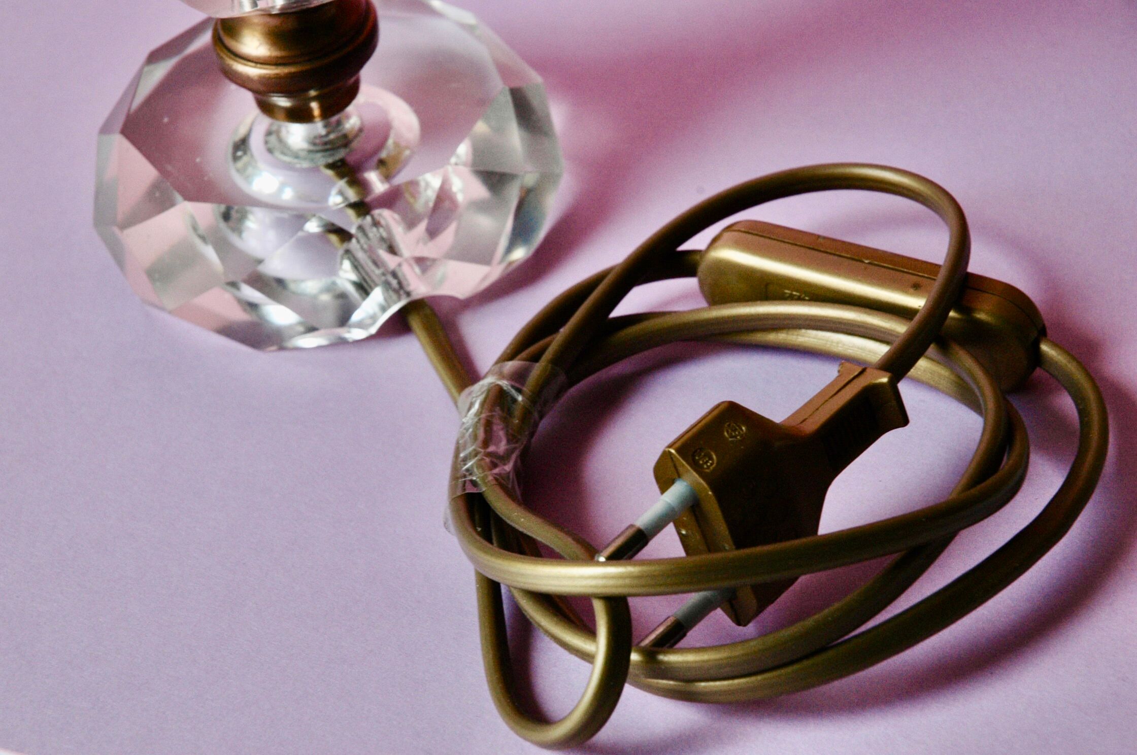 Glass and brass lamp foot