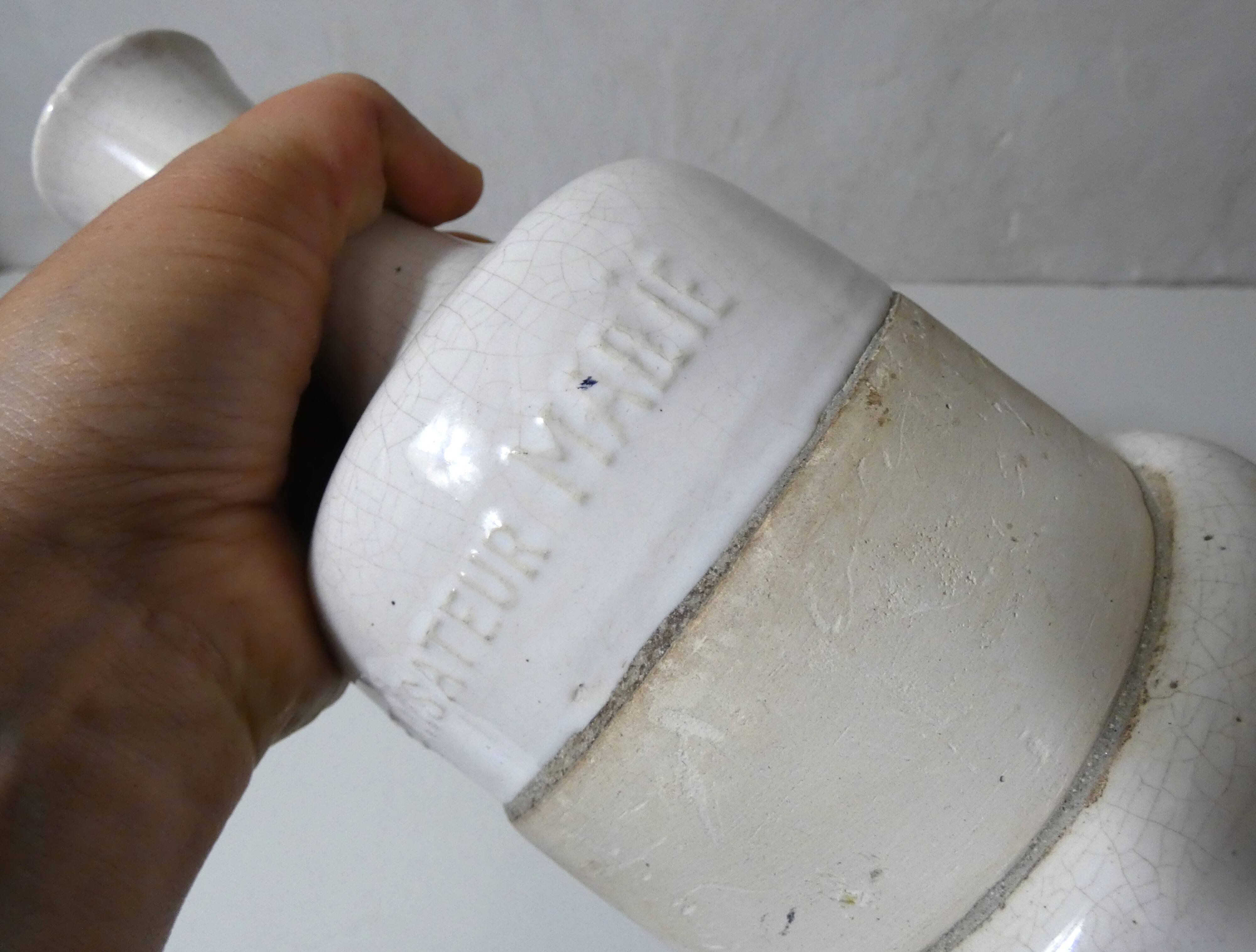 ancient stoneware soliflore vase in white