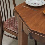 Solid wood octagonal dining table, Art Deco, France.