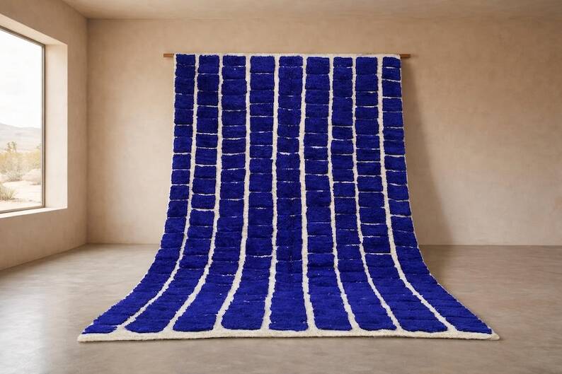 Blue Moroccan Berber rug in wool 200cm x 300cm