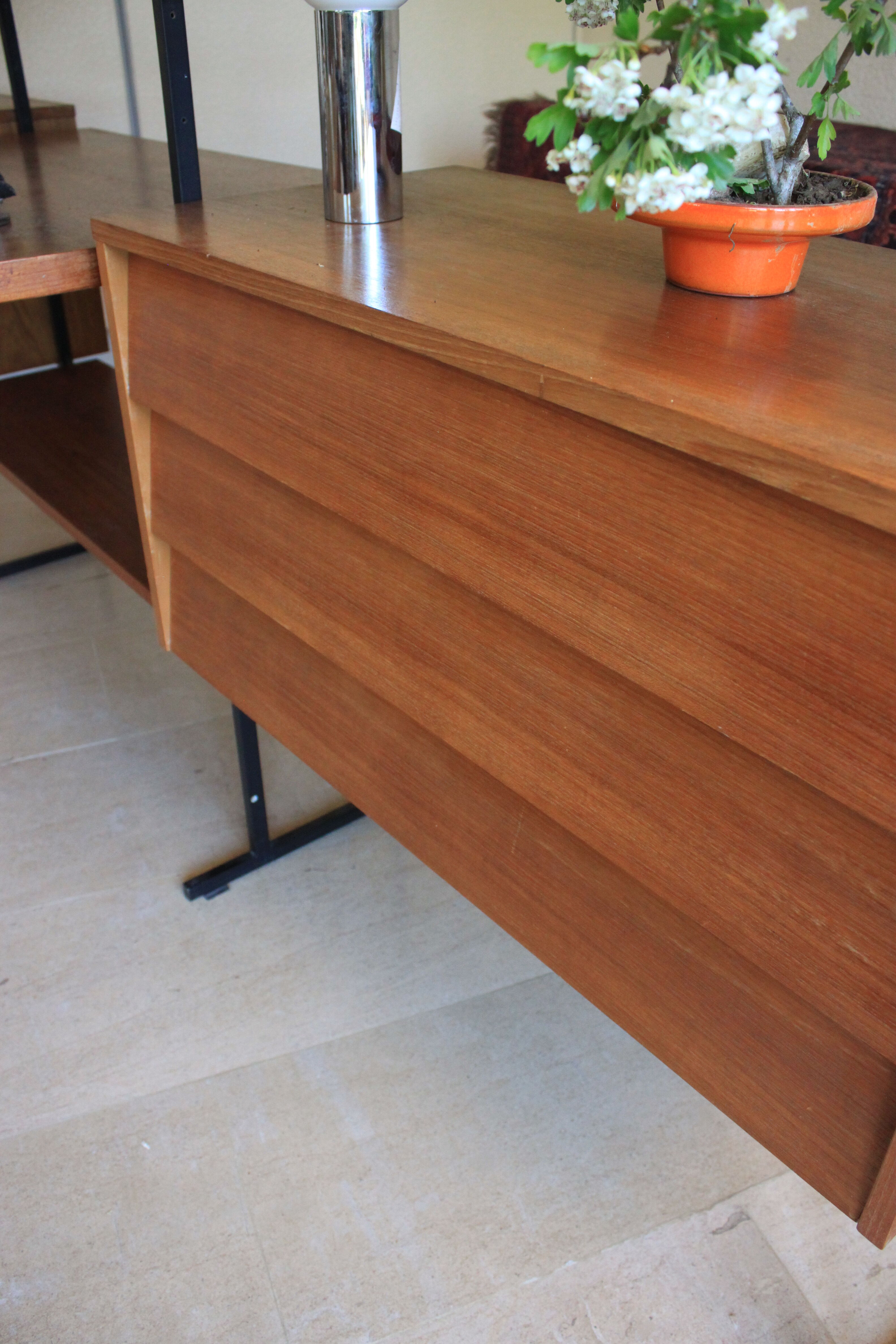 Huge shelf library Swedish desk teak, string.