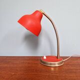 Vintage articulated desk lamp in red lacquered metal, 1950s
