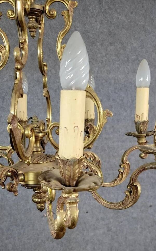 Lustre style Louis XV en bronze doré vers 1950
