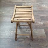 Folding wood stool