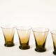 Set of 4 small smoked glass glasses, Art Deco, 1930.