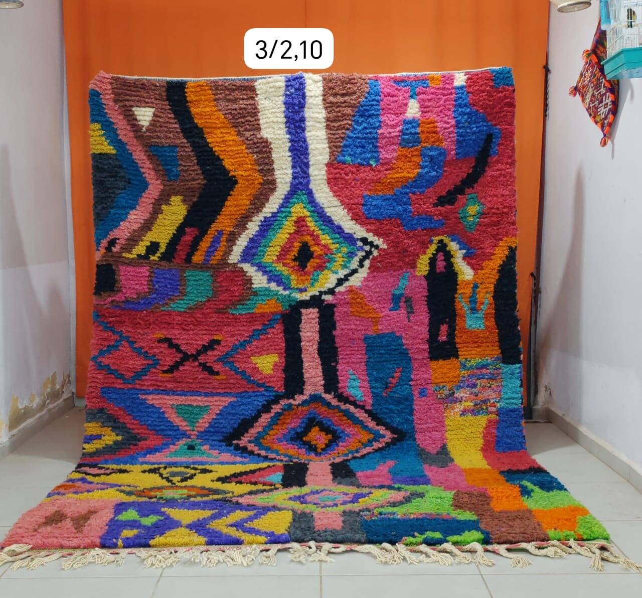 Berber Boujaad rug from Morocco in wool – 300 × 210 cm – abstract patterns