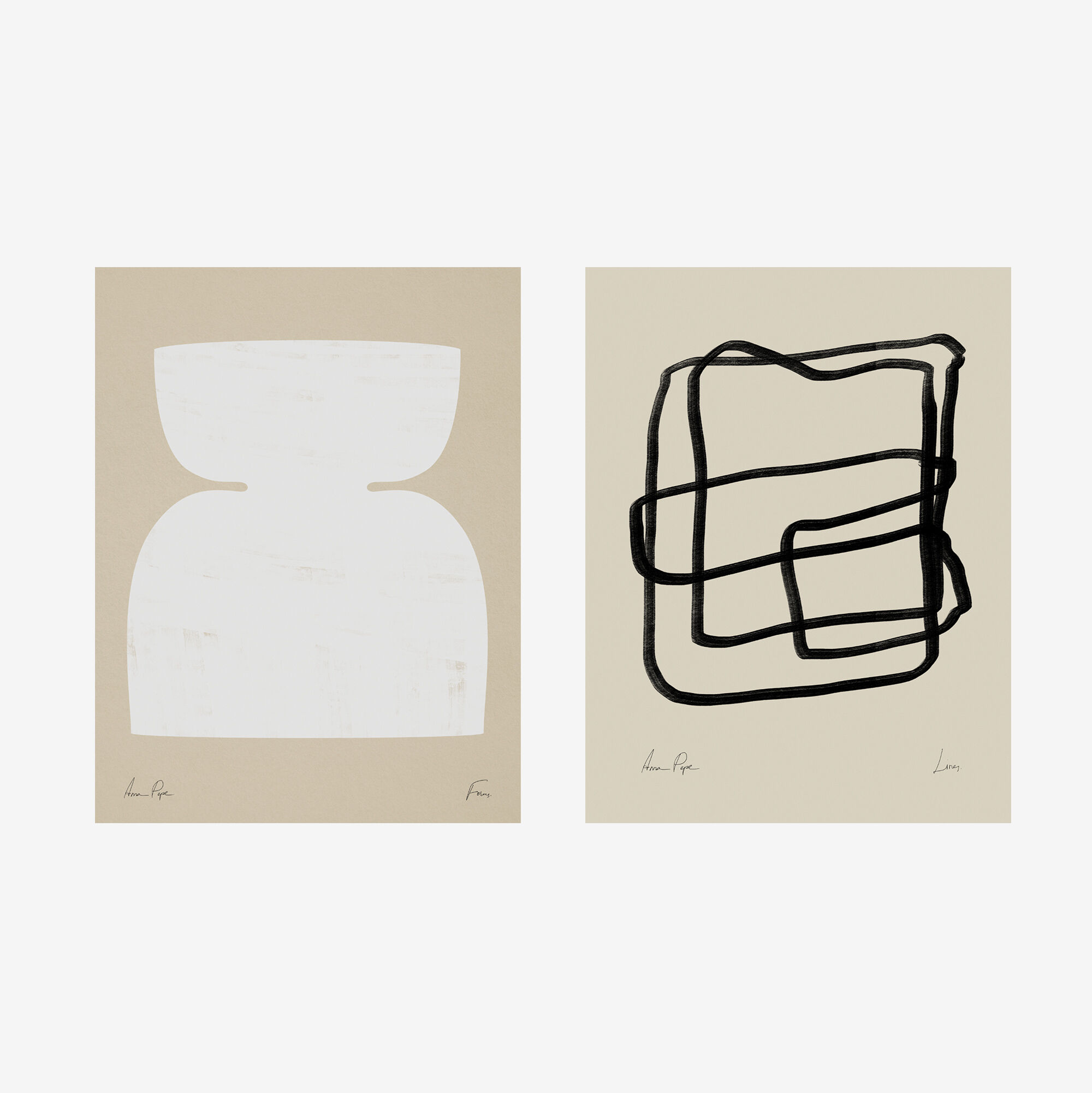 Pair of prints, abstract wall art set of two, 50x70cm