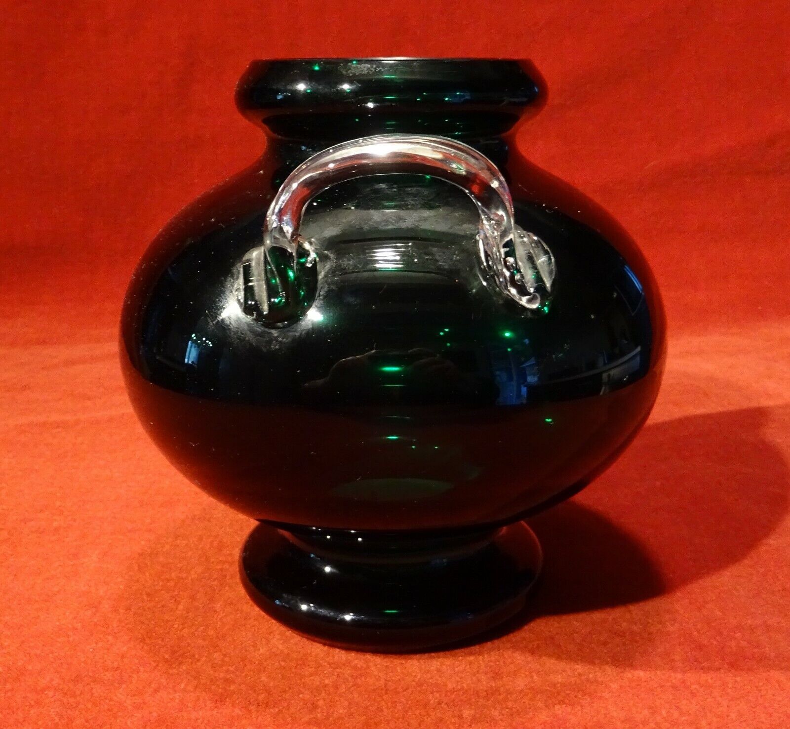 Vintage green glass vase 70's 80's