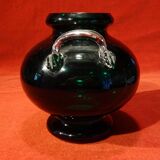 Vase en verre vert vintage 70's 80's