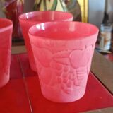 Cervé vintage red frosted glass orangeade set with fruit decoration