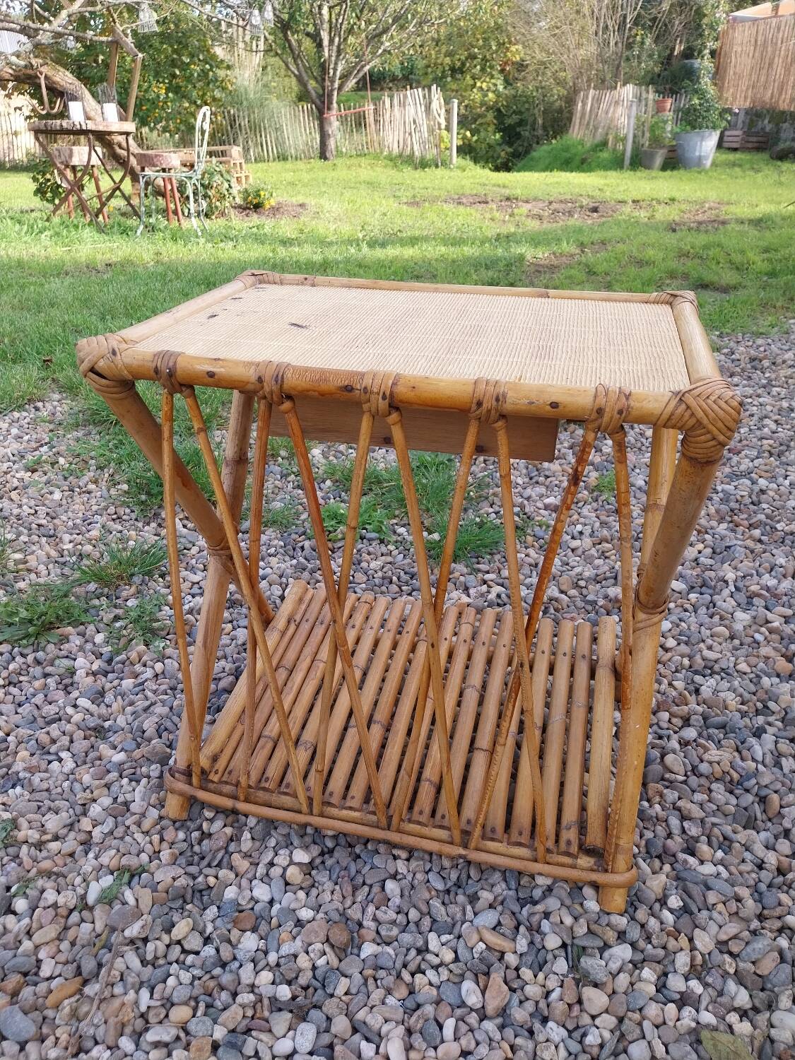 Rattan bedside table