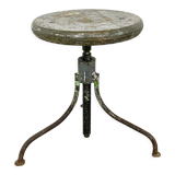 Industrial 3 legged factory swivel stool grey green